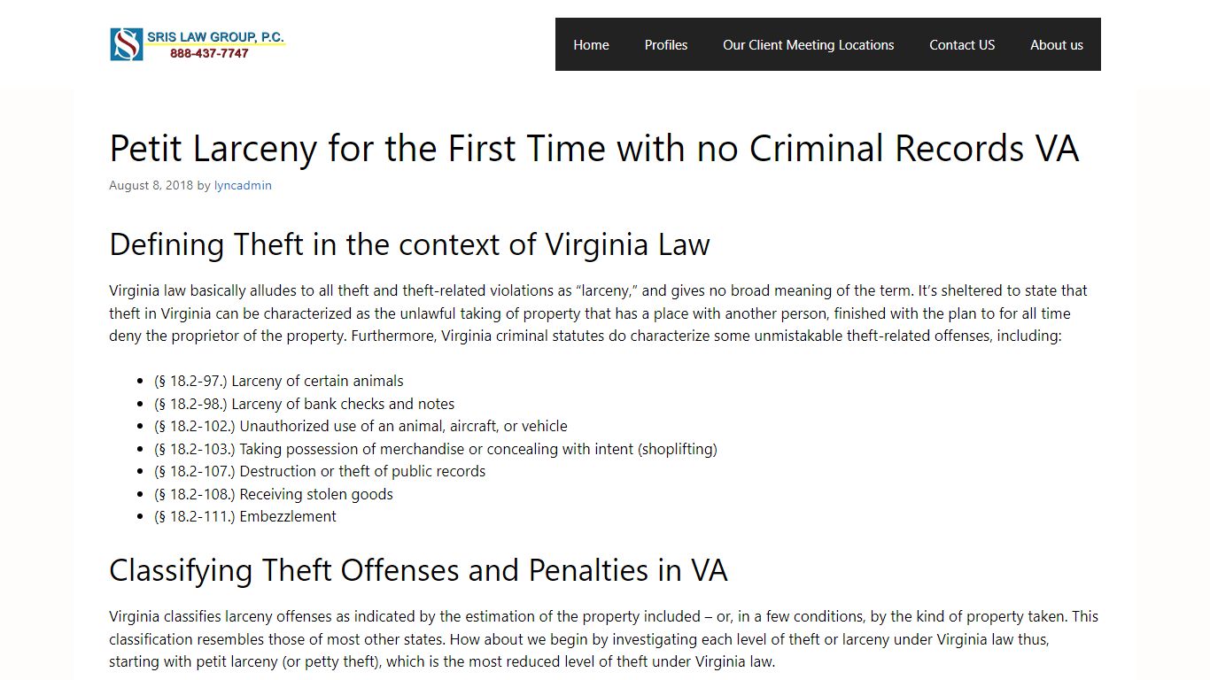 Petit Larceny for the First Time with no Criminal Records ...